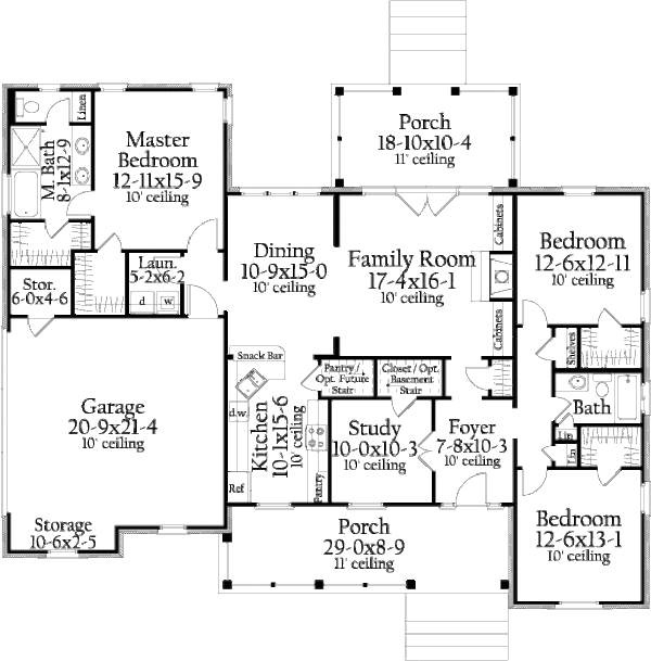 House Plan Design - Southern Floor Plan - Main Floor Plan #406-9620