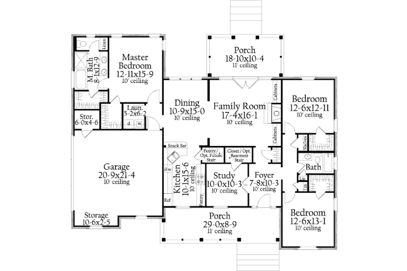 Dream House Plan - Floor Plan - Main Floor for Southern House Plan #406-9620 - 3 bed, 2 bath