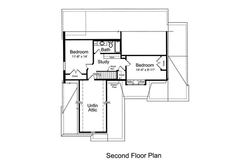 Home Plan - Floor Plan - Upper Floor for Farmhouse House Plan #46-489 - 3 bed, 2.5 bath