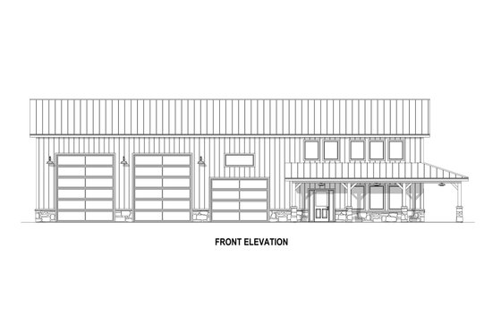 Exterior - Front Elevation 6 for Barndominium House Plan #1084-8 - 3 bed, 2.5 bath