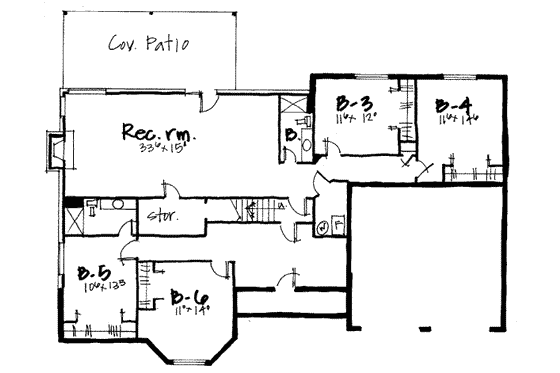 Floor Plan - Lower Floor for Traditional House Plan #308-209 - 6 bed, 4 bath