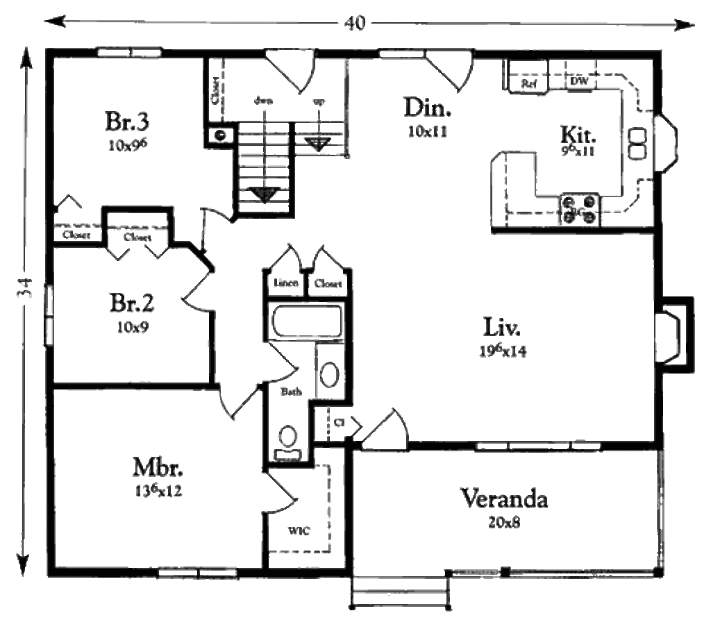 Cottage Style House  Plan  3 Beds 1 Baths 1200  Sq  Ft  Plan  