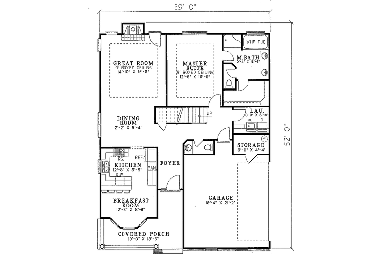 House Blueprint - Floor Plan - Main Floor for Southern House Plan #17-257 - 3 bed, 2.5 bath