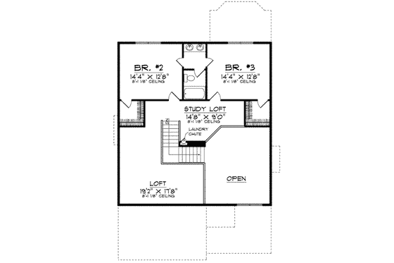 Floor Plan - Upper Floor for Traditional House Plan #70-662 - 3 bed, 2.5 bath