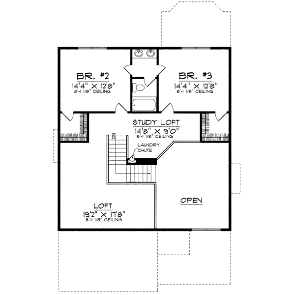 Traditional Floor Plan - Upper Floor Plan #70-662