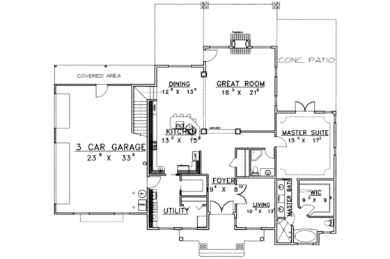 Floor Plan - Main Floor for Traditional House Plan #117-471 - 3 bed, 3 bath