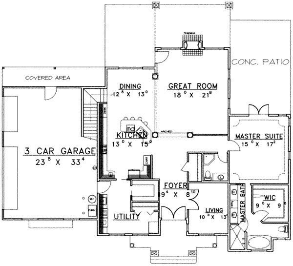Home Plan - Traditional Floor Plan - Main Floor Plan #117-471