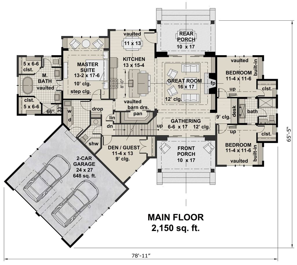 Farmhouse Style House Plan 4 Beds 3 Baths 2150 Sq/Ft