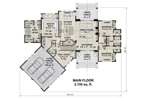Floor Plan - Main Floor for Farmhouse House Plan #51-1135 - 4 bed, 3 bath
