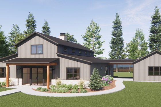 Exterior - Front Elevation 7 for Barndominium House Plan #1096-79 - 3 bed, 2 bath