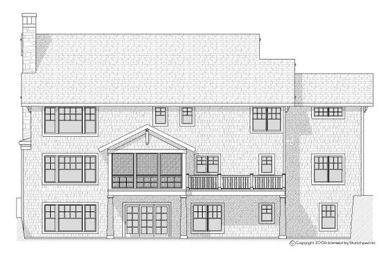 Exterior - Rear Elevation for Traditional House Plan #901-21 - 4 bed, 3.5 bath