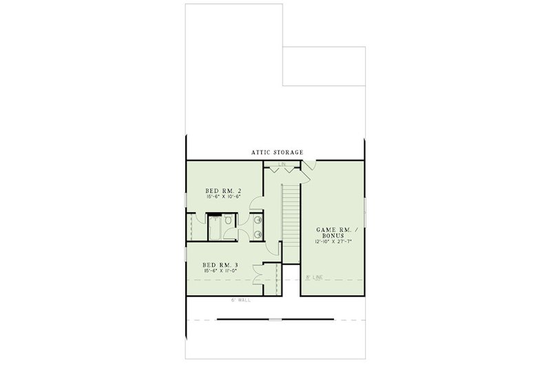 House Design - Floor Plan - Upper Floor for Bungalow House Plan #17-2407 - 3 bed, 3 bath