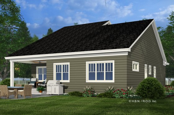 Exterior - Rear Elevation 2 for Bungalow House Plan #51-1350 - 3 bed, 3.5 bath