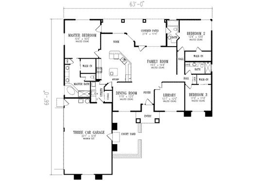 Floor Plan - Main Floor for Traditional House Plan #1-479 - 3 bed, 3 bath