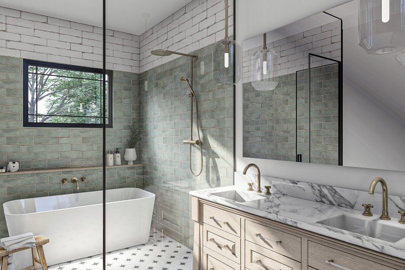 House Blueprint - Interior - Master Bathroom for Mediterranean House Plan #455-633 - 3 bed, 2.5 bath