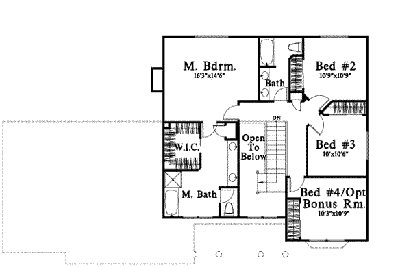 Traditional Floor Plan - Upper Floor Plan #78-129