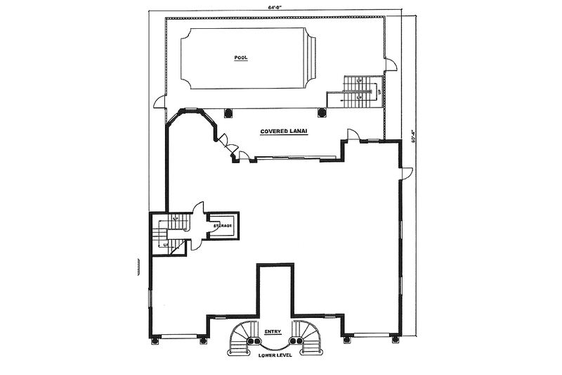 House Blueprint - Floor Plan - Lower Floor for European House Plan #27-208 - 3 bed, 2.5 bath