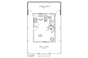 Floor Plan - Main Floor for Cottage House Plan #8-210 - 1 bed, 1 bath