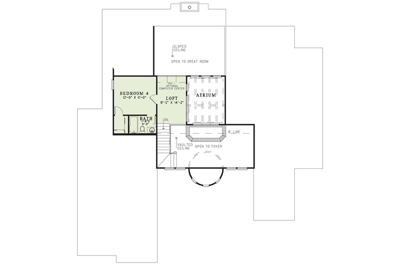 House Blueprint - Floor Plan - Upper Floor for European House Plan #17-208 - 4 bed, 3 bath