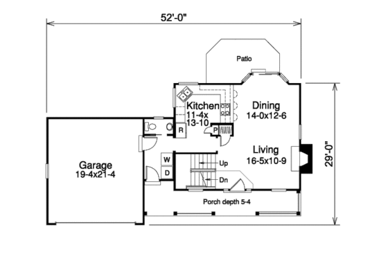 Floor Plan - Main Floor for Traditional House Plan #57-328 - 3 bed, 2.5 bath