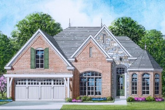 Exterior - Front Elevation for European House Plan #424-366 - 3 bed, 2 bath