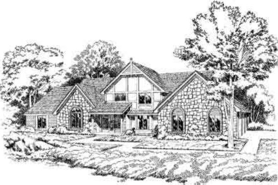 Exterior - Front Elevation for European House Plan #312-224 - 3 bed, 2.5 bath