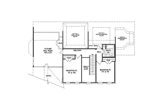 Floor Plan - Upper Floor for Classical House Plan #81-578 - 3 bed, 3.5 bath