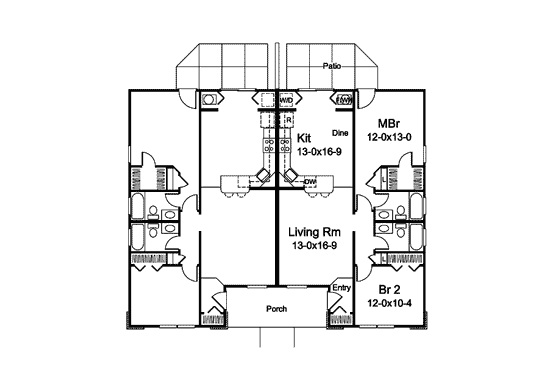 Floor Plan - Main Floor for Prairie House Plan #57-597 - 4 bed, 4 bath