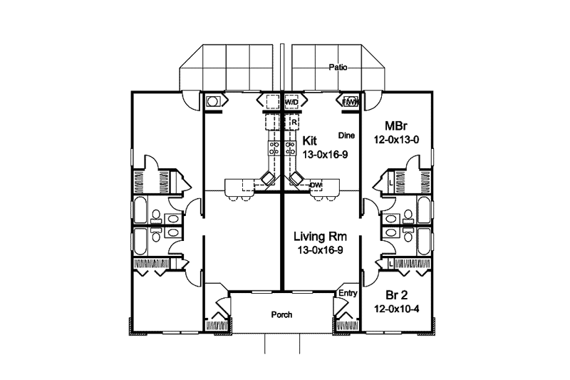Architectural House Design - Floor Plan - Main Floor for Prairie House Plan #57-597 - 4 bed, 4 bath