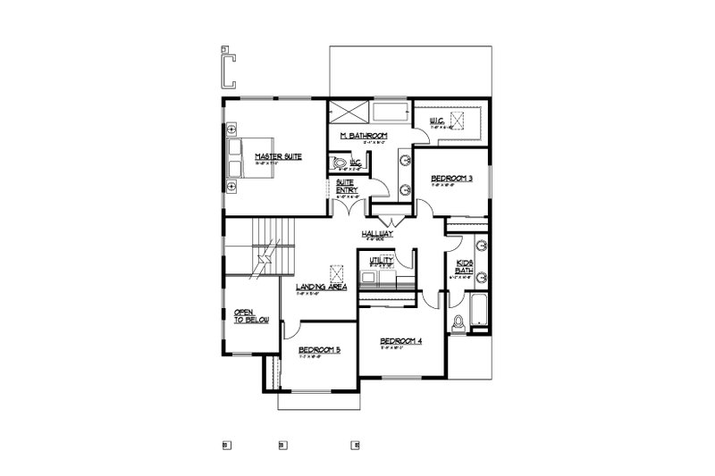 House Blueprint - Floor Plan - Upper Floor for Farmhouse House Plan #569-58 - 5 bed, 4 bath