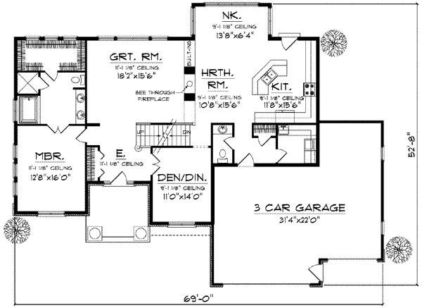 Craftsman Floor Plan - Main Floor Plan #70-623