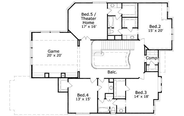 European Floor Plan - Upper Floor Plan #411-196