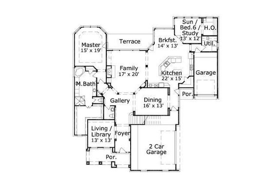 Floor Plan - Main Floor for European House Plan #411-208 - 5 bed, 4 bath