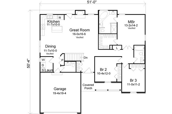 Floor Plan - Main Floor for European House Plan #22-525 - 3 bed, 2.5 bath