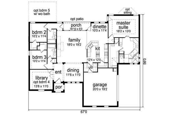 Floor Plan - Main Floor for European House Plan #84-530 - 3 bed, 0 bath