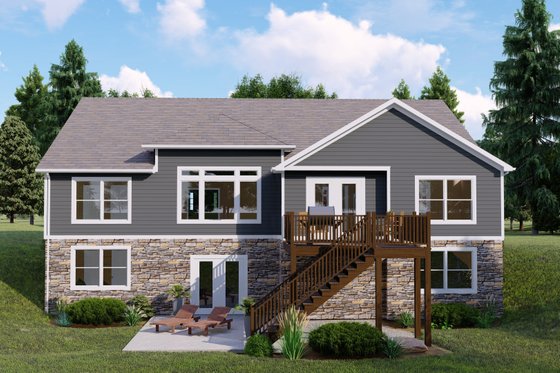 Exterior - Rear Elevation for Ranch House Plan #1064-70 - 3 bed, 2 bath