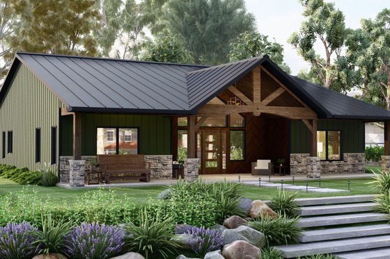 Exterior - Front Elevation 18 for Ranch House Plan #1064-191 - 3 bed, 2 bath