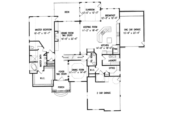 Floor Plan - Main Floor for Traditional House Plan #54-140 - 5 bed, 4.5 bath