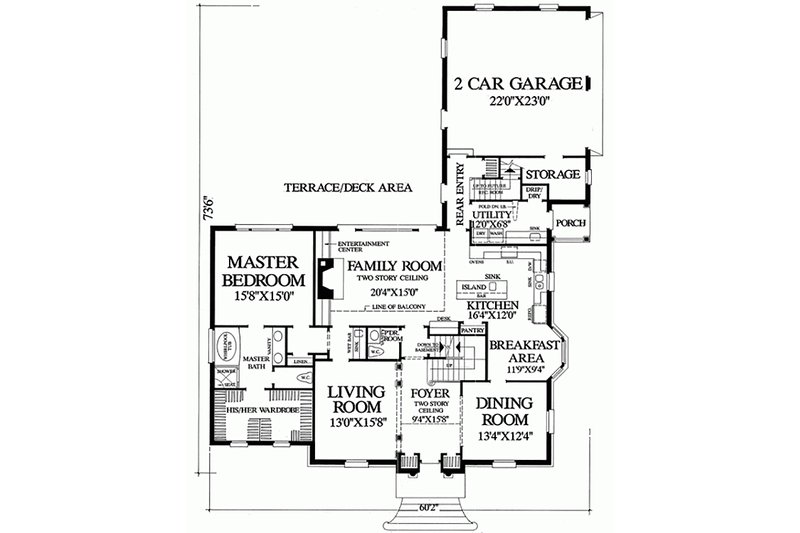 Architectural House Design - Floor Plan - Main Floor for Colonial House Plan #137-108 - 4 bed, 3 bath