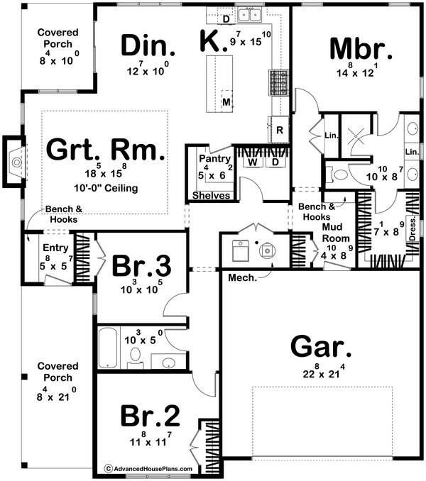 House Plan Design - Cottage Floor Plan - Main Floor Plan #455-525