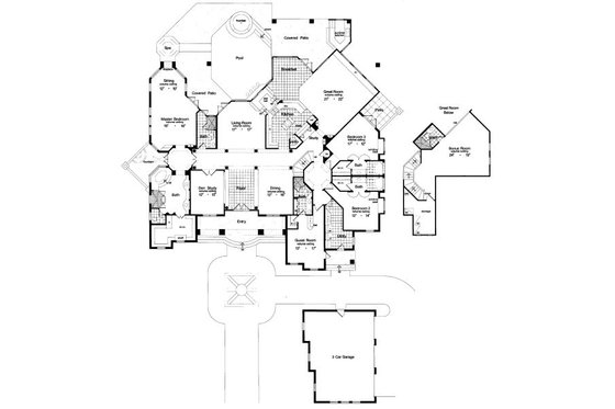 Floor Plan - Main Floor for European House Plan #417-437 - 4 bed, 6 bath
