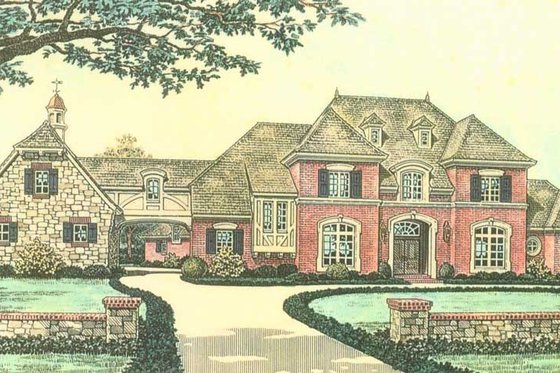 Exterior - Front Elevation 3 for European House Plan #310-348 - 5 bed, 6 bath