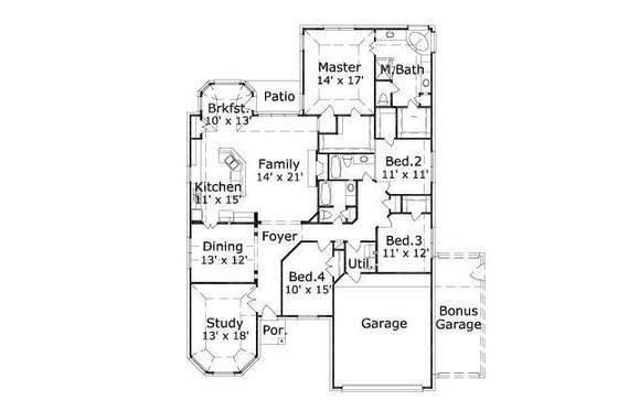 Floor Plan - Main Floor for European House Plan #411-687 - 4 bed, 3 bath