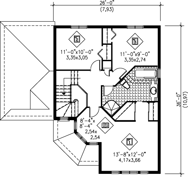 European Floor Plan - Upper Floor Plan #25-2070