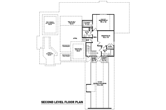 Floor Plan - Upper Floor for European House Plan #81-1238 - 3 bed, 4 bath