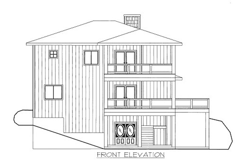 House Blueprint - Exterior - Front Elevation 3 for Contemporary House Plan #117-778 - 3 bed, 2.5 bath