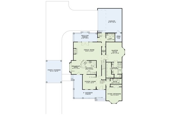 Floor Plan - Main Floor for Colonial House Plan #17-2859 - 4 bed, 4 bath