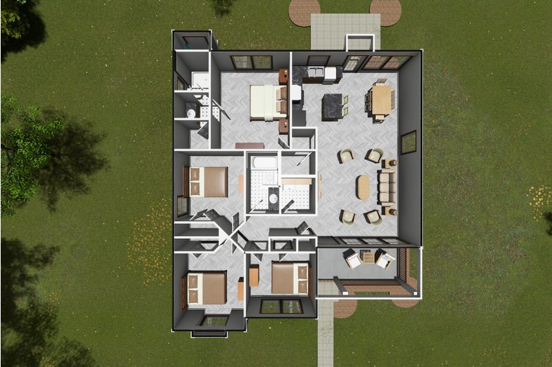 Dream House Plan - Floor Plan - Main Floor for Traditional House Plan #20-1883 - 4 bed, 2 bath