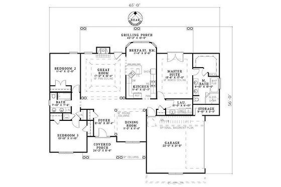 Floor Plan - Main Floor for Traditional House Plan #17-2168 - 3 bed, 2 bath