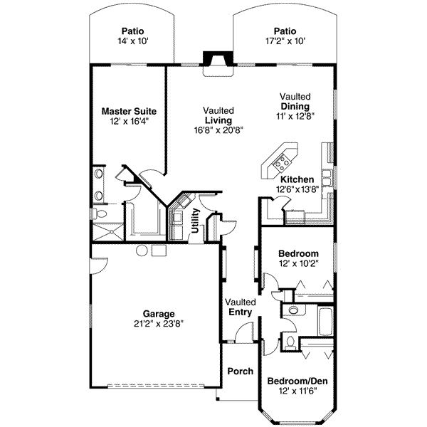 Architectural House Design - Country Floor Plan - Main Floor Plan #124-399